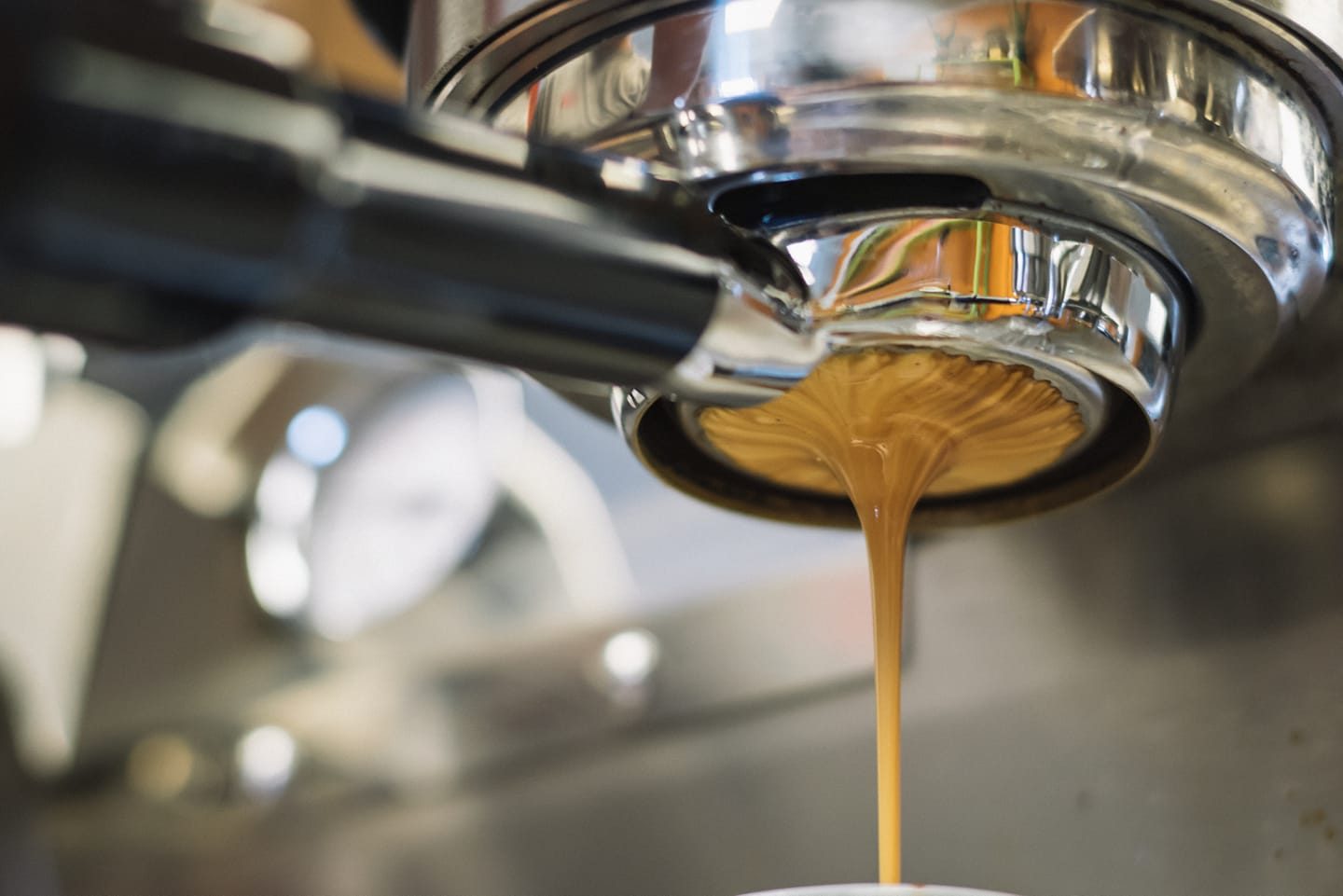 Espresso shot pulling at Tony's espresso machine